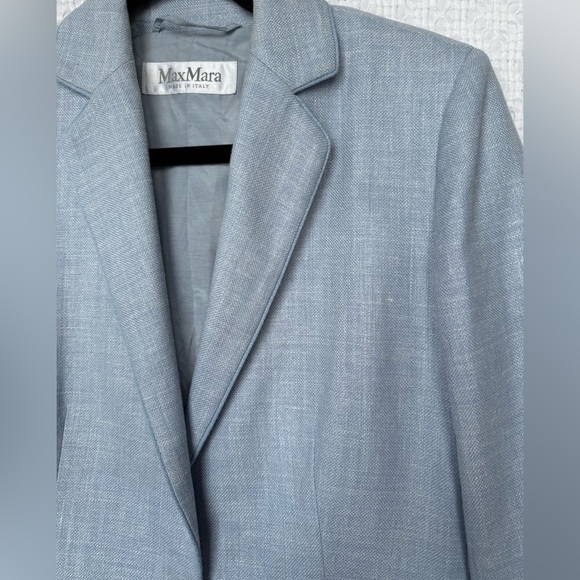 Max Mara Emy Blazer Sky Blue Silk Linen Wool – Size 8 - Picture 4 of 11